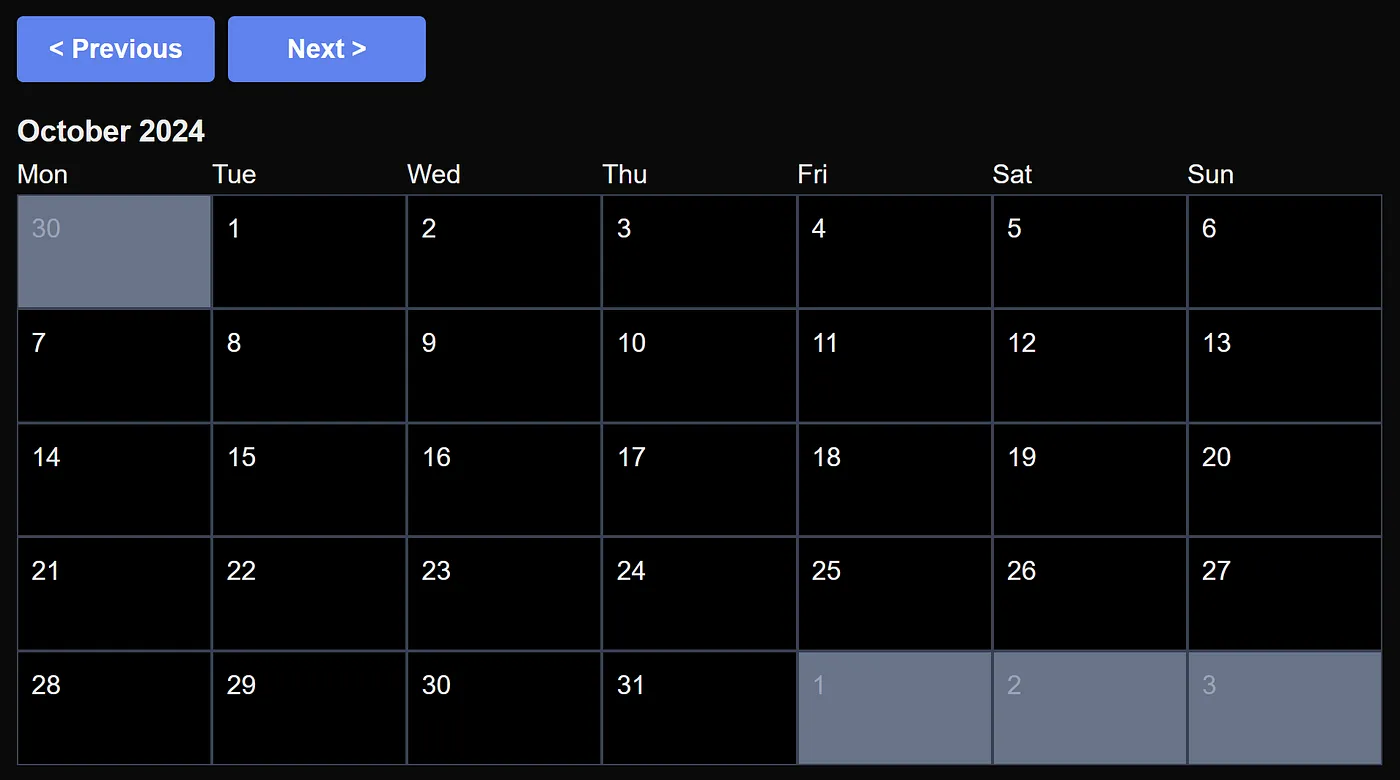 Image showing the completed calendar component